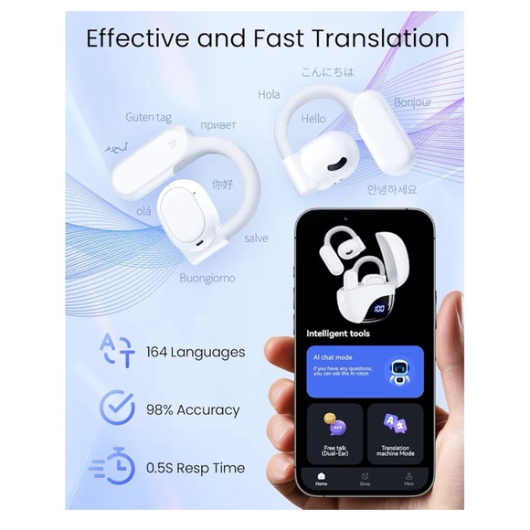 NEW Headphones IA Translators 4-in-1: 144+ Languages, IPX7, Bluetooth - Picture 7 of 12